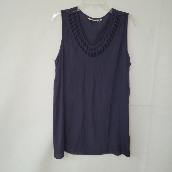 Soft Sorroundings Black Cut-Out‎ Sleeveless Tank Tunic Womens Size M Style 2BW85 - Picture 1 of 9